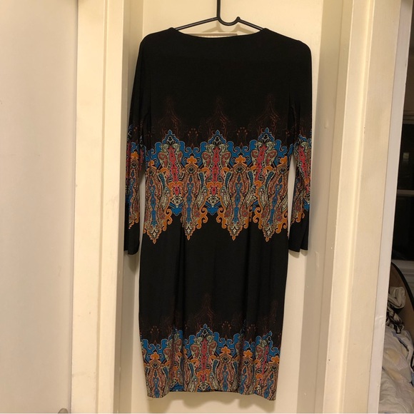 Carmen Carmen Marc Valvo W Size M  Crew Neck 3/4 Sleeve  M/Black Sheath Dress - Picture 5 of 11